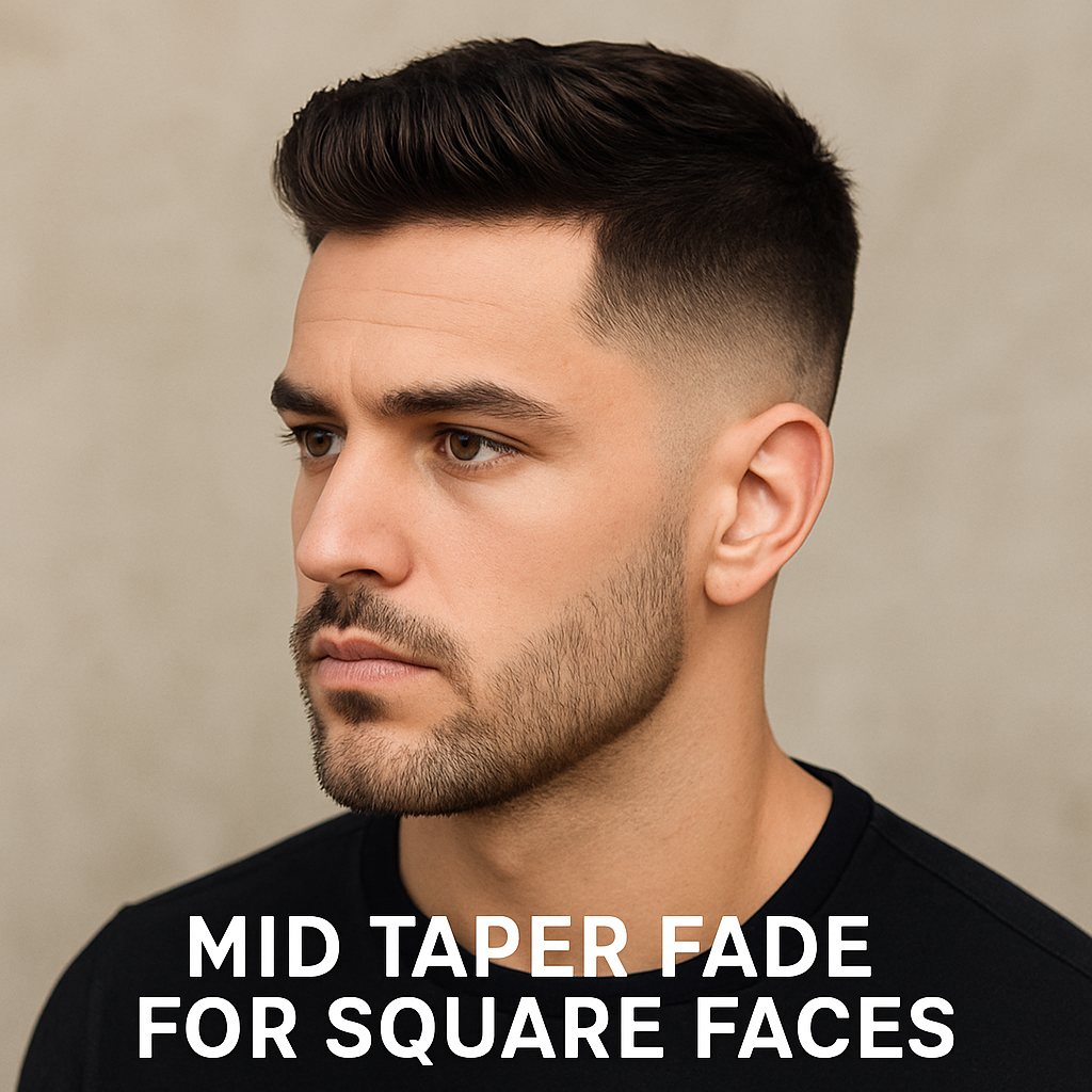 Mid taper fade for square faces